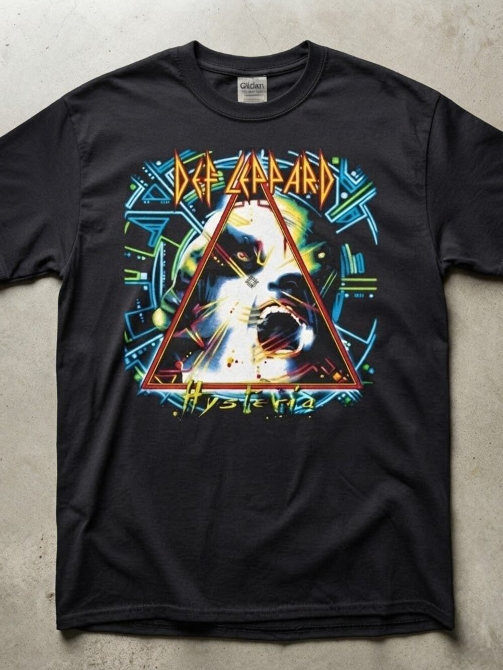 Def Leppard Hysteria Classic Rock Band Graphic Black T-Shirt Unisex S-4XL